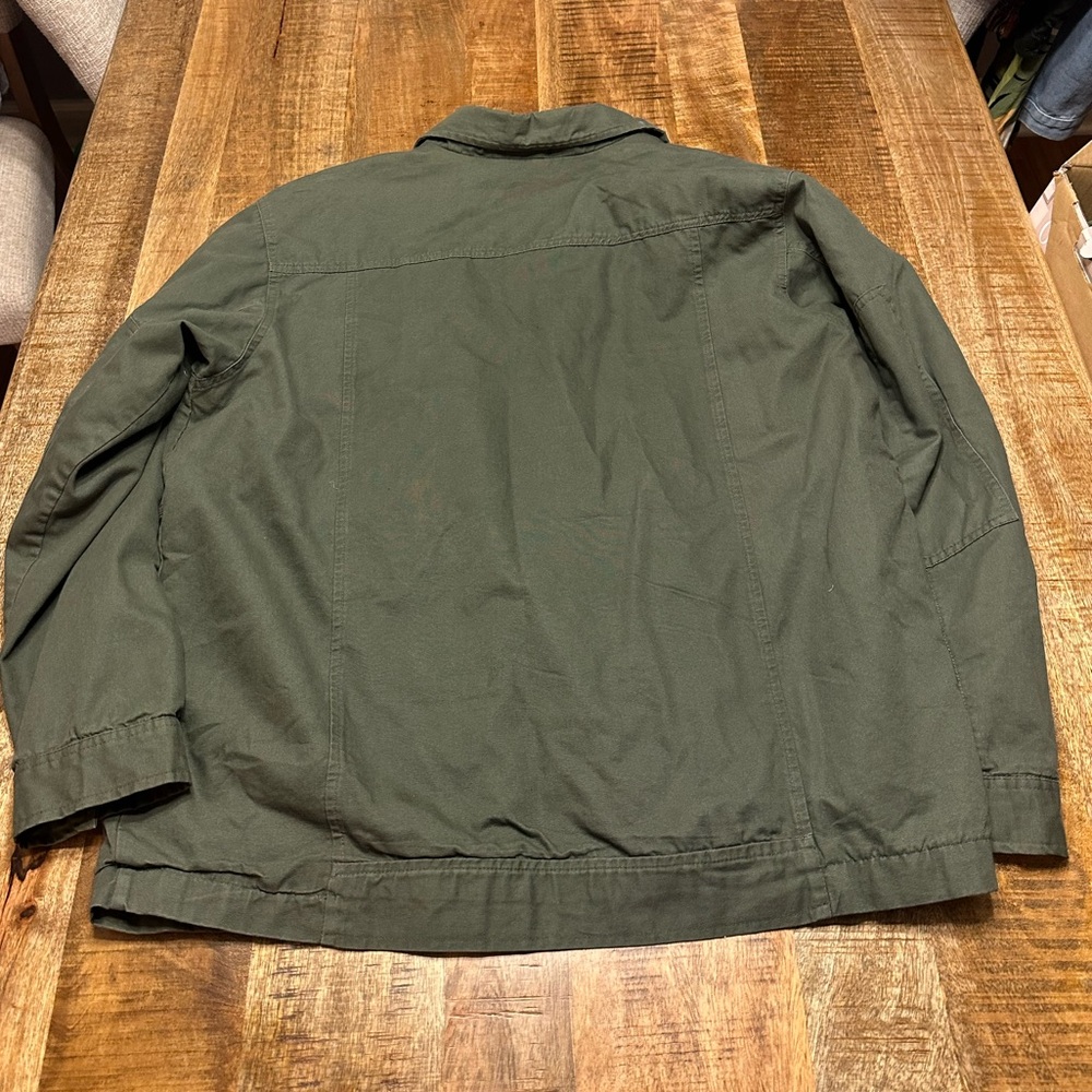 Men's Military-Style Olive Field Jacket with Front Zip - Picture 4 of 4